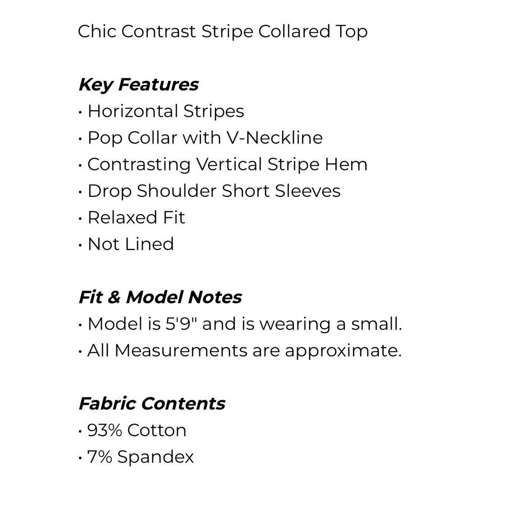 Umgee - Chic Contrast Stripe Collared Top - Small - Picture 6 of 6